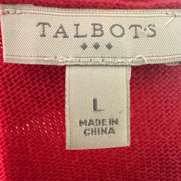 Talbots Women’s Red Button-Down Cardigan Sweater Size L  100% Cotton - Picture 4 of 6